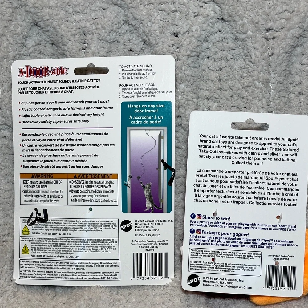 SPOT Cat Toy Set with Pizza and Soda & Buzzing Insect.